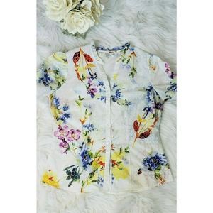 Harve Benard Floral Top Ruffled sleeves Size M